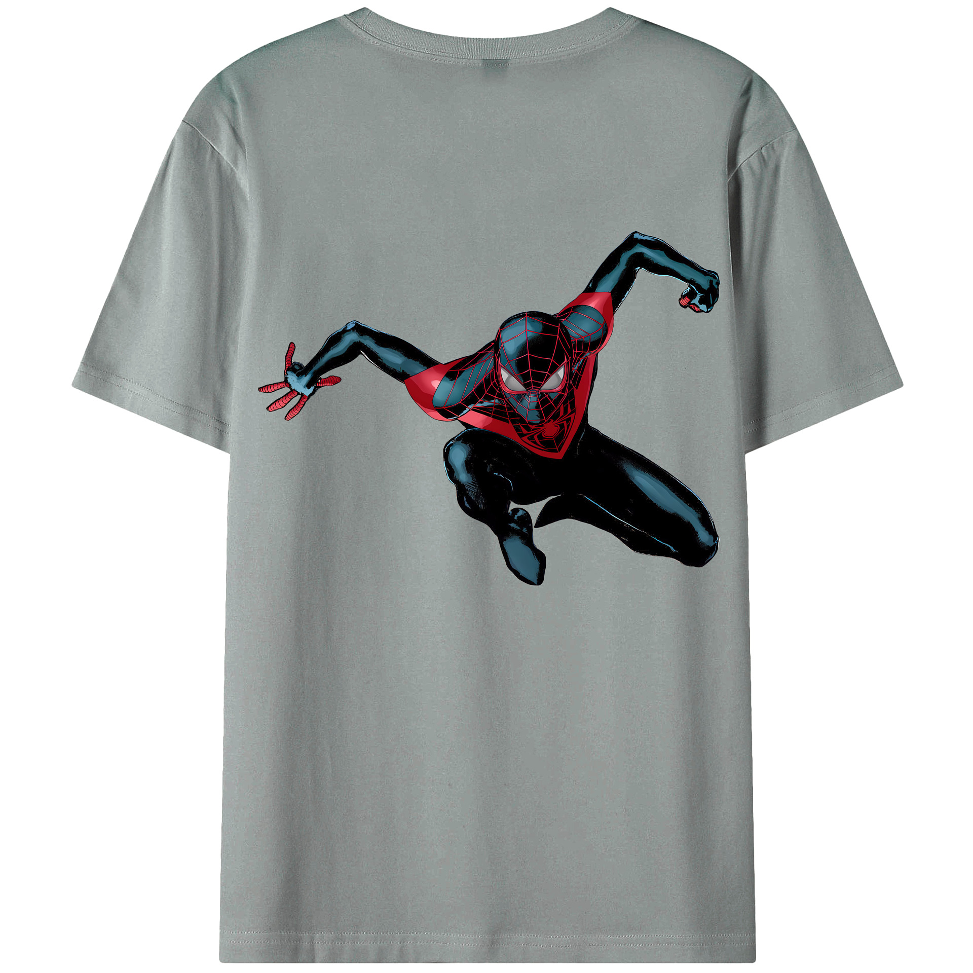 （画像用） Spider Man スパイダーマン 綿100％ メンズ半袖Tシャツ（バックプリント） 通気性